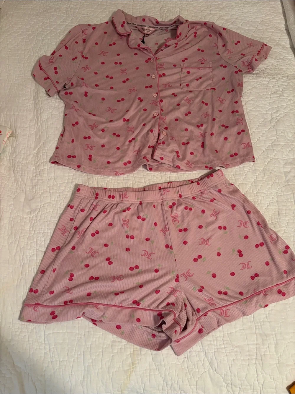 Unbranded Pink‎ Cherry Print Short Pajama Set